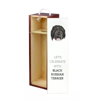 Russischer Schwarzer Terrier, Russkiy Tchiorny Terrier - geometrische Box mit einem Bild und Schriftzug für Wein der Marke Art-Dog