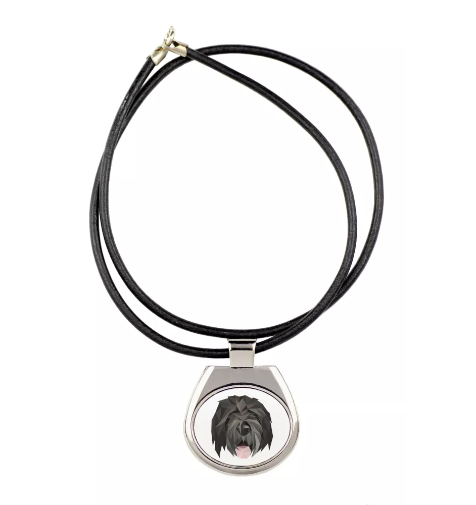 Black Russian Terrier, Chornyi Terrier - necklace with a geometric design and the inscription "Art-Dog"