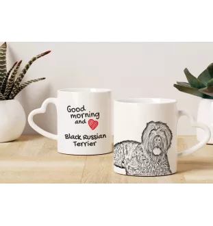 Russischer Schwarzer Terrier, Russkiy Tchiorny Terrier - Tasse mit Hund, entzückende Tasse mit herzförmigem Henkel, universelles Geschenk der Marke Art-Dog