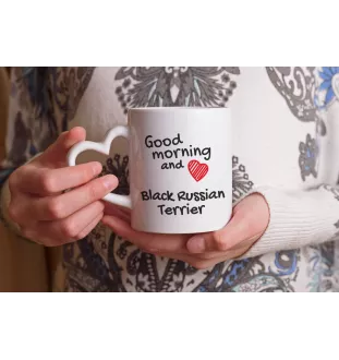 Russischer Schwarzer Terrier, Russkiy Tchiorny Terrier - Tasse mit Hund, entzückende Tasse mit herzförmigem Henkel, universelles Geschenk der Marke Art-Dog