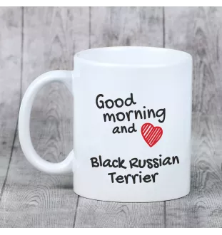 Czarny terier rosyjski kubek z psem good morning Art-Dog