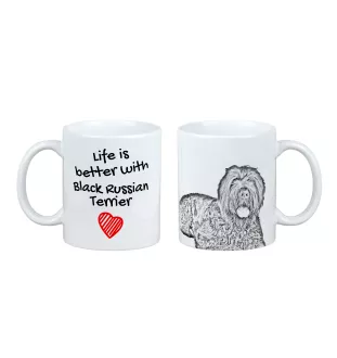 Czarny terier rosyjski kubek z psem life is better Art-Dog