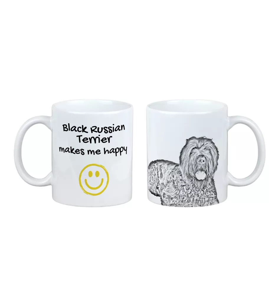 Russischer Schwarzer Terrier, Russkiy Tchiorny Terrier - Tasse mit Hund, fröhliche Tasse für Hundeliebhaber, personalisiertes Geschenk der Marke Art-Dog