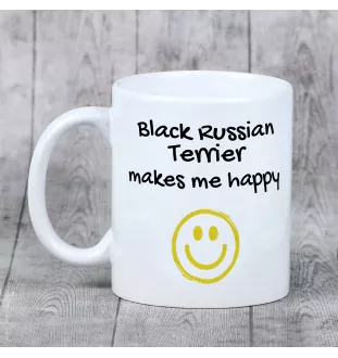Czarny terier rosyjski kubek z psem Makes me happy Art-Dog