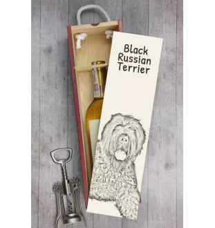 Terrier noir russe - boîte à vin avec chien, boîte à alcool avec graphisme, boîte cadeau personnalisée de la marque Art-Dog