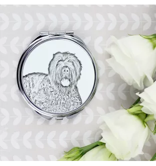 Terrier noir russe - miroir de poche avec chien, miroir personnalisé pour sac à main, miroir compact avec impression de la marque Art-Dog