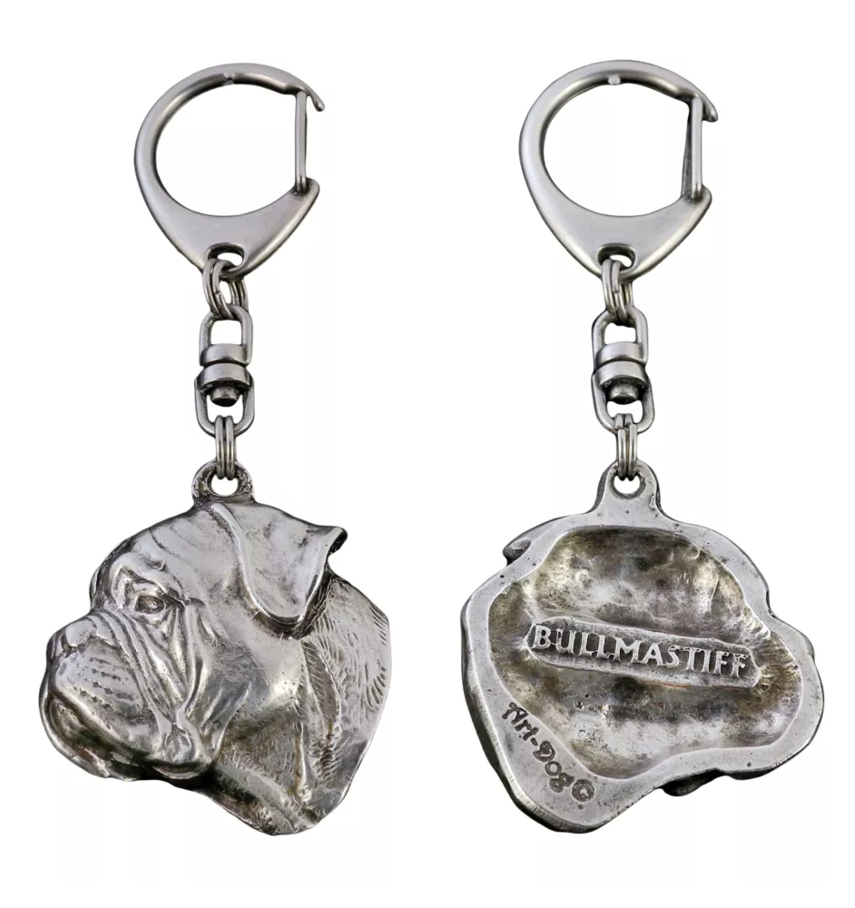 Bullmastiff - Porte-clés argenté avec chien, décoration de sac à main, pendentif de sac à dos par la marque Art-Dog