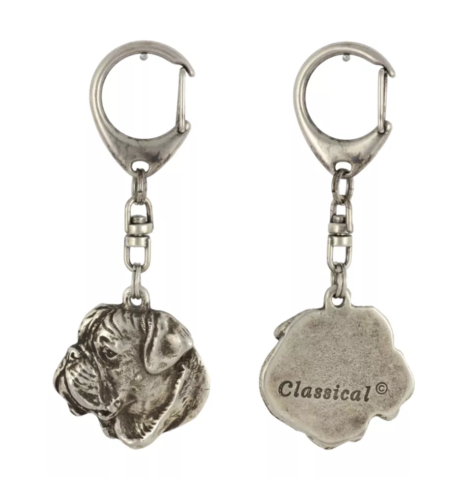 Bullmastiff II - Silver-plated key ring with dog, handbag decoration, backpack pendant by Art-Dog brand