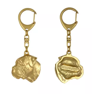 Bullmastiff - Porte-clés doré avec chien dans boîte cadeau, décoration de sac à main, accessoire de luxe de la marque Art-Dog