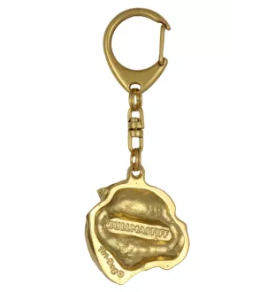 Bullmastiff - Gilded key ring with dog in gift box, handbag decoration, luxury accessory by Art-Dog brand