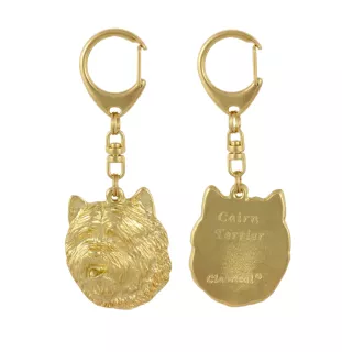 Cairn Terrier - Vergoldeter Schlüsselanhänger mit Hund, Handtaschenschmuck, Luxus-Accessoire der Marke Art-Dog
