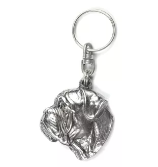 Bullmastiff - Silver-plated pendant with a dog in a decorative box, handbag decoration, backpack pendant by Art-Dog brand