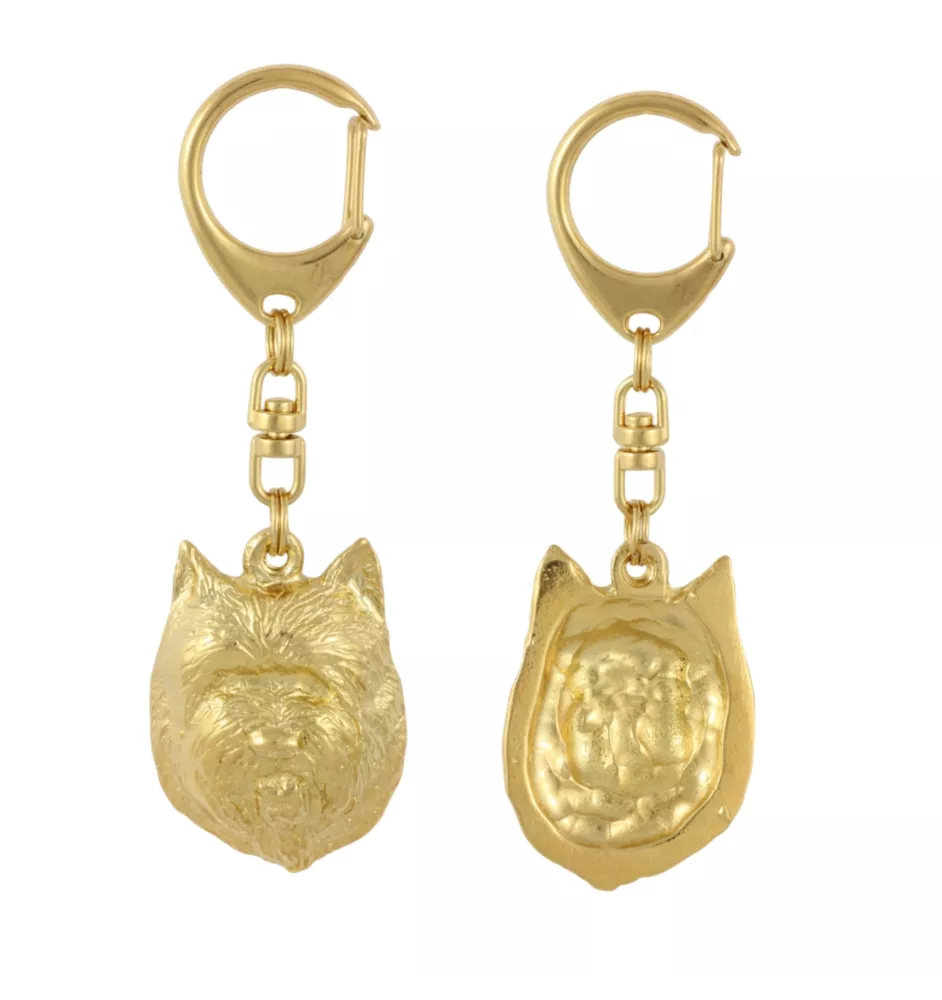Cairn Terrier II - Gilded key ring with dog, handbag decoration, luxury accessory by Art-Dog brand