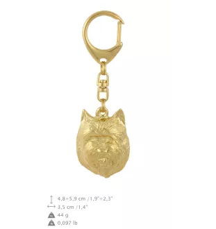 Cairn Terrier II - Vergoldeter Schlüsselanhänger mit Hund, Handtaschenschmuck, Luxus-Accessoire der Marke Art-Dog