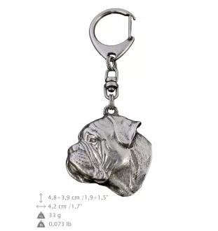 Bullmastiff - Silver-plated key ring with a dog in a gift box, handbag decoration, backpack pendant by Art-Dog brand