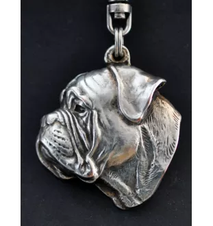 Bullmastiff - Versilberter Schlüsselanhänger mit Hund in einer Geschenkbox, Handtaschenschmuck, Rucksackanhänger der Marke Art-Dog