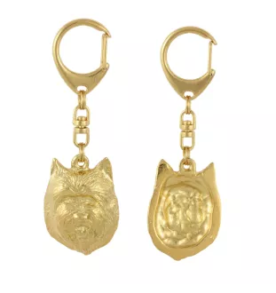 Cairn Terrier II - Porte-clés doré avec chien dans boîte cadeau, décoration de sac à main, accessoire de luxe de la marque Art-Dog