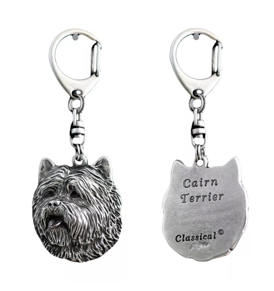 Cairn Terrier - Porte-clés argenté avec un chien dans une boîte cadeau, décoration de sac à main, pendentif de sac à dos par la marque Art-Dog