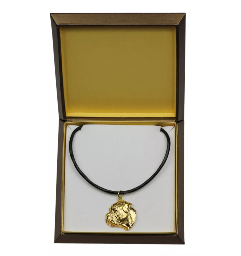 Bullmastiff - Hundehalsband in Geschenkbox, vergoldeter Anhänger für Hundefans, auffälliger Schmuck von Art-Dog