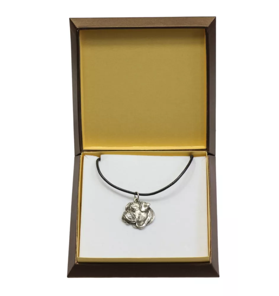 Bullmastiff II - Hundehalsband in Geschenkbox, versilbertes Medaillon für Hundefans, markanter Anhänger der Marke Art-Dog
