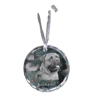 Bullmastiff - Kristallkugel mit Foto, Hundebild im Kristall, personalisierter Christbaumschmuck von Art-Dog.