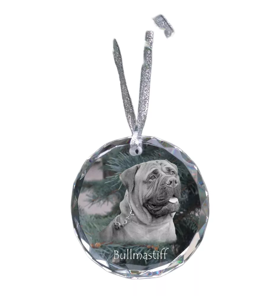 Bullmastiff - Kristallkugel mit Foto, Hundebild im Kristall, personalisierter Christbaumschmuck von Art-Dog.