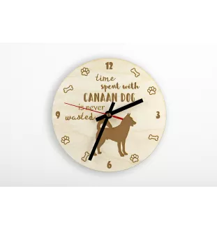 Canaan Dog - clock with a dog, wooden clock, wall clock for dog lovers, clock for desk and shelf, Art-Dog