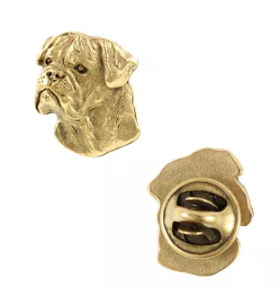 Bullmastiff I - Broche de chien dans une boîte décorative, épingle élégante en plaqué or, épingle de veste de la marque Art-Dog
