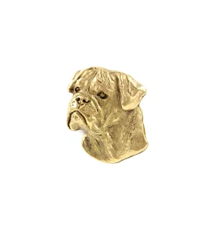 Bullmastiff I - Broche de chien dans une boîte décorative, épingle élégante en plaqué or, épingle de veste de la marque Art-Dog