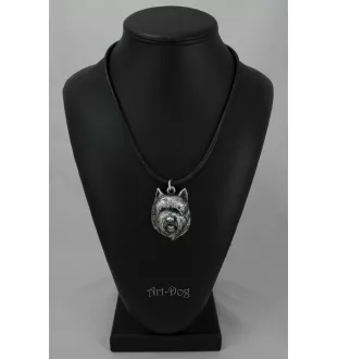 Cairn Terrier II - Hundehalsband in Geschenkbox, versilbertes Medaillon für Hundefans, markanter Anhänger der Marke Art-Dog