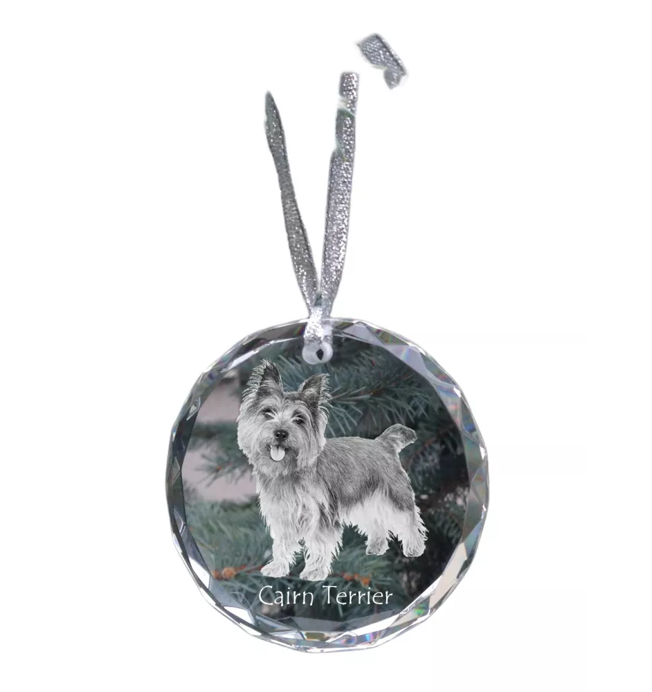 Cairn Terrier - Kristallkugel mit Foto, Hundebild im Kristall, personalisierter Christbaumschmuck von Art-Dog.