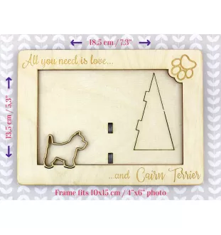 Cairn Terrier - Photo frame, engraved wooden frame, a lovely gadget for the dog lover by Art-Dog