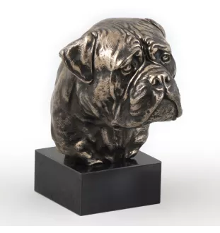 Bullmastiff - Hundestatue, Büste auf Steinsockel, Skulptur, Trophäe für Hundeausstellung der Marke Art-Dog