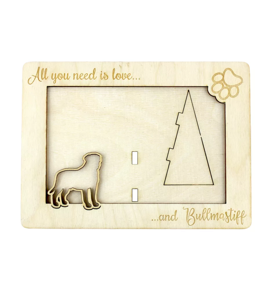 Bullmastiff - Photo frame, engraved wooden frame, a lovely gadget for the dog lover by Art-Dog