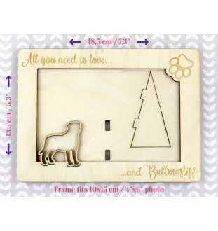 Bullmastiff - Photo frame, engraved wooden frame, a lovely gadget for the dog lover by Art-Dog
