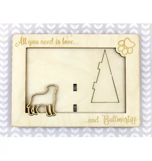 Bullmastiff - Fotorahmen, gravierter Holzrahmen, ein schönes Gadget für den Hundeliebhaber von Art-Dog