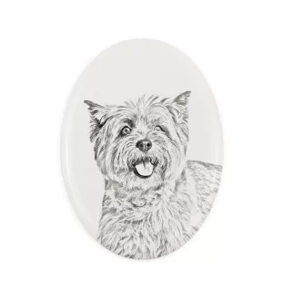 Cairn Terrier - Gedenktafel mit einem Foto eines Hundes, Grabplatte mit Druck, personalisierte ovale Platte der Marke Art-Dog