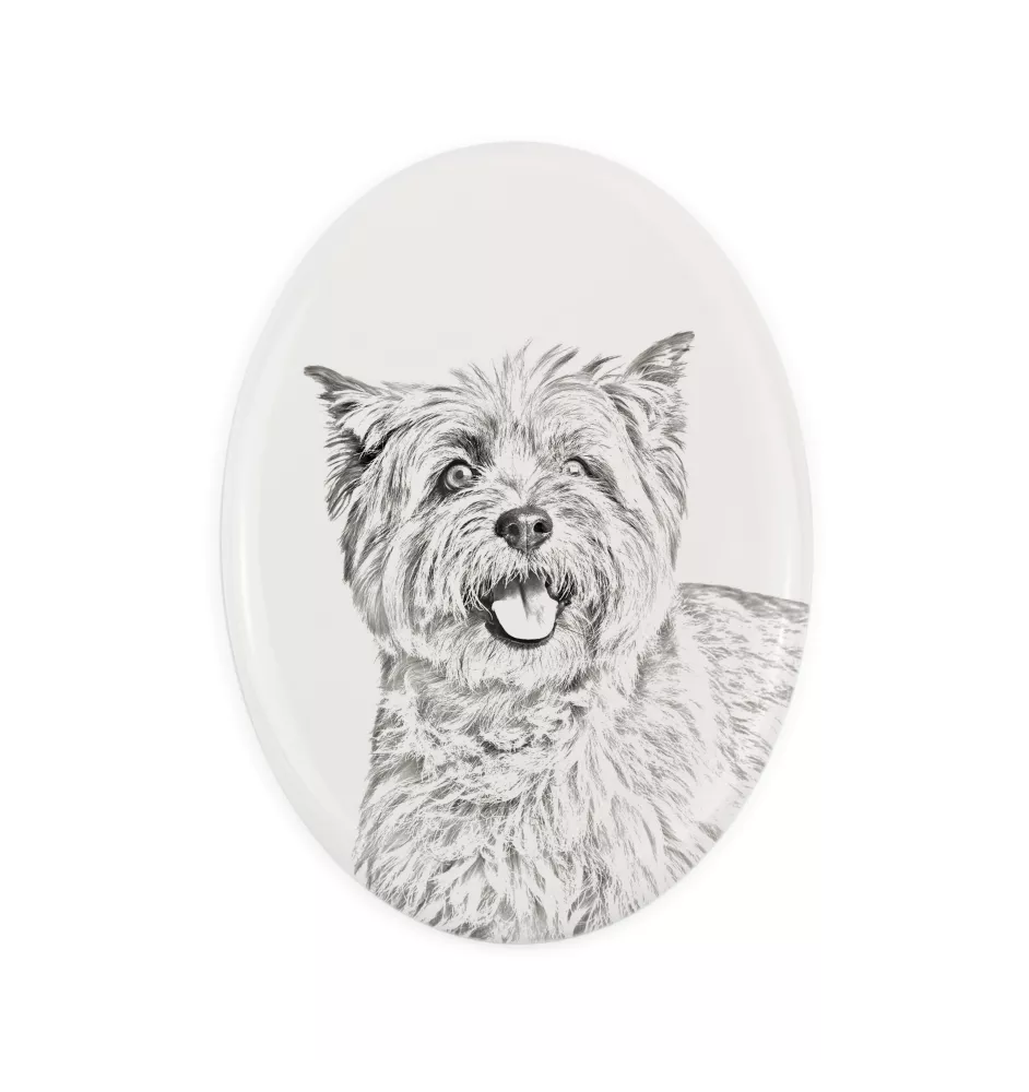 Cairn Terrier - Gedenktafel mit einem Foto eines Hundes, Grabplatte mit Druck, personalisierte ovale Platte der Marke Art-Dog