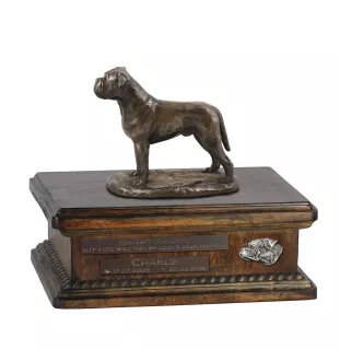 Bullmastiff urne in Hundeasche, personalisierte Urne mit Statue, Holzurne mit Hund von Art-Dog