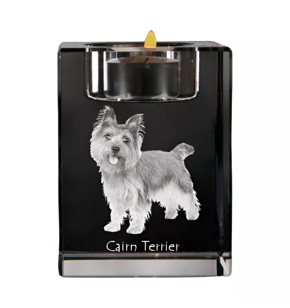Cairn Terrier - Kerzenhalter mit Hundefoto, Teelichthalter aus Kristall, personalisiertes Geschenk der Marke Art-Dog