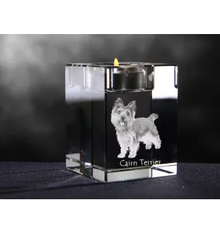 Cairn Terrier - Bougeoir avec photo de chien, porte bougie en cristal, cadeau personnalisé par la marque Art-Dog