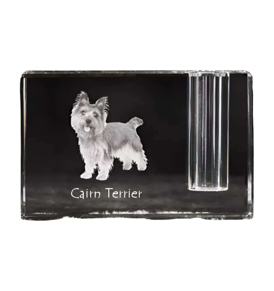 Cairn Terrier - Porte-stylos, organiseur en cristal avec photo de chien, décoration de bureau unique par la marque Art-Dog