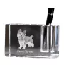 Cairn Terrier - Pen stand, crystal organiser with dog photo, unique desk decoration by Art-Dog brand