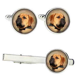 Bullmastiff - cufflinks and tie with your photo, a suit decoration, men's jewelry from the Art-Dog brand.