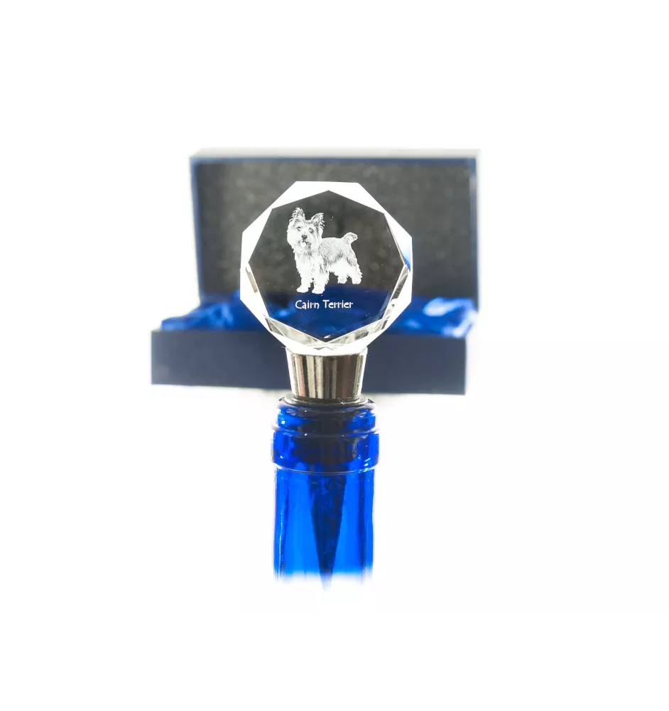 Cairn Terrier - Bouchon de bouteille, bouchon de vin en cristal avec photo, cadeau personnalisé pour barman par la marque Art-Dog