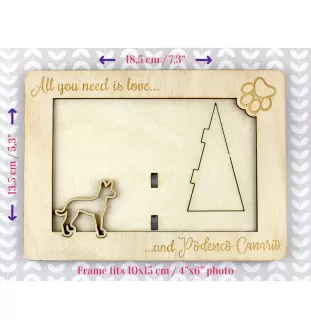 Canarian Warren Hound, Podenco Canario - Photo frame, engraved wooden frame, a lovely gadget for the dog lover by Art-Dog