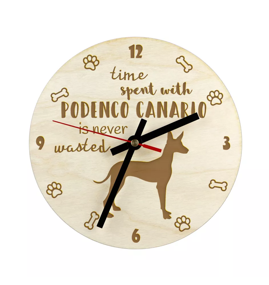 Kanarischer Podenco, Podenco Canario - Uhr mit Hund, Holzuhr mit Gravur, personalisierte Uhr von Art-Dog