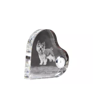 Cairn Terrier - crystal clock with a dog picture, heart-shaped shelf clock, personalized standing clock by Art-Dog brand
