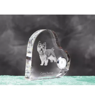 Cairn Terrier - crystal clock with a dog picture, heart-shaped shelf clock, personalized standing clock by Art-Dog brand