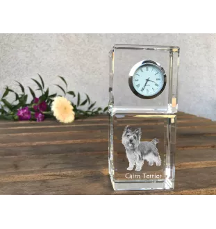 Cairn Terrier - crystal clock with a photo, a photo of a dog in crystal, personalized desk clock by Art-Dog brand